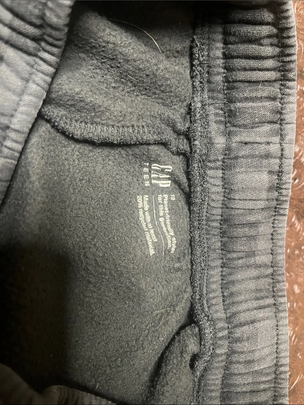GAP Charcoal Checker Logo Teen’s Joggers